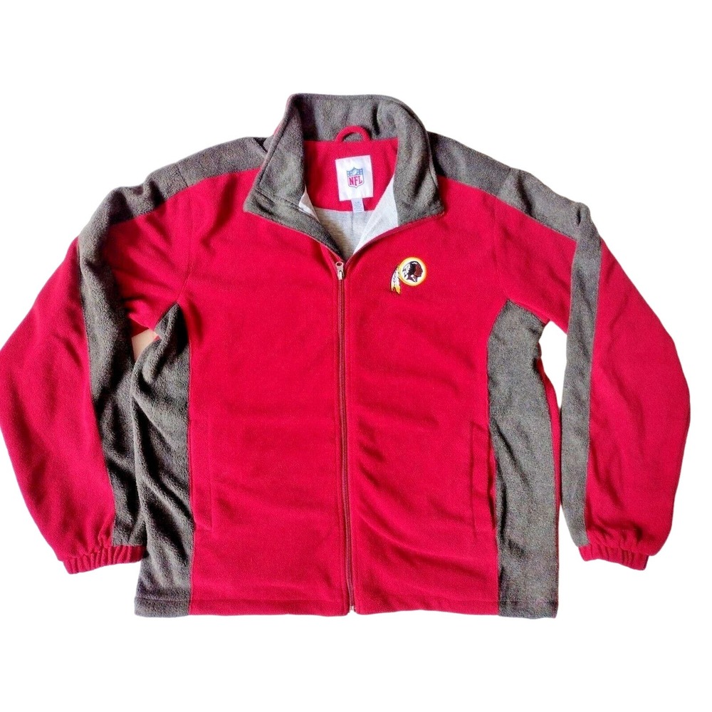 Washington Redskins NFL Men's Size L Fleece Jacket Red Full Zip Lined Retired